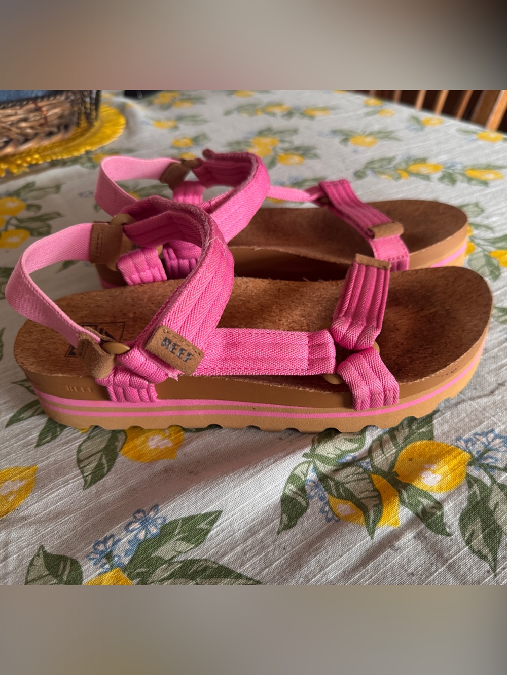 Reef Pink Strap Platform Sandals